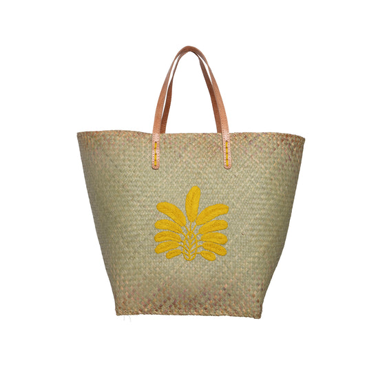 Woven Palm Bag with leather strap - Isabel Harris